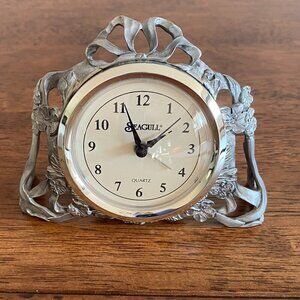 VTG Etain Zinn Seagull Canada Pewter Alarm Clock​​​​​​​